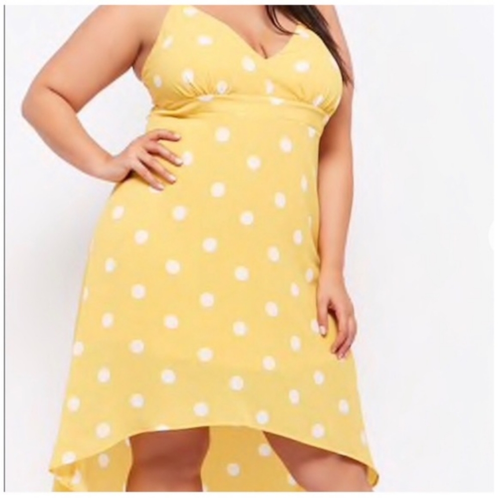 Forever 21 Yellow Polka Dot High Low Dress